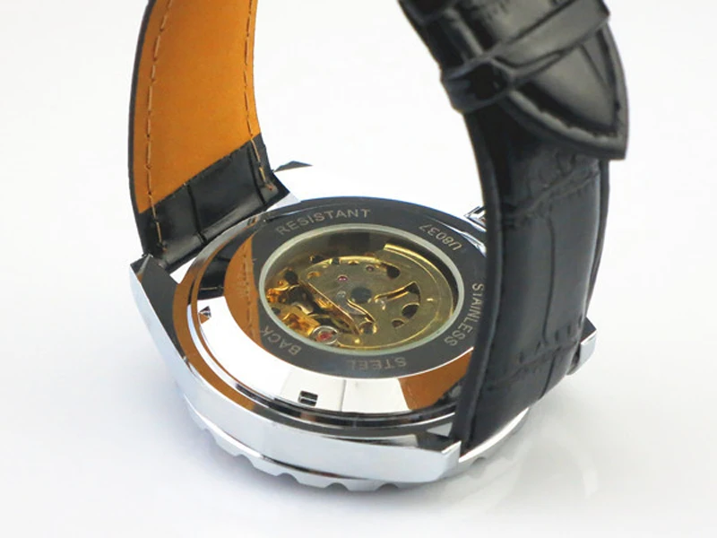 Часы наручные мужские JARAGAR в стиле милитари с кожаным ремешком