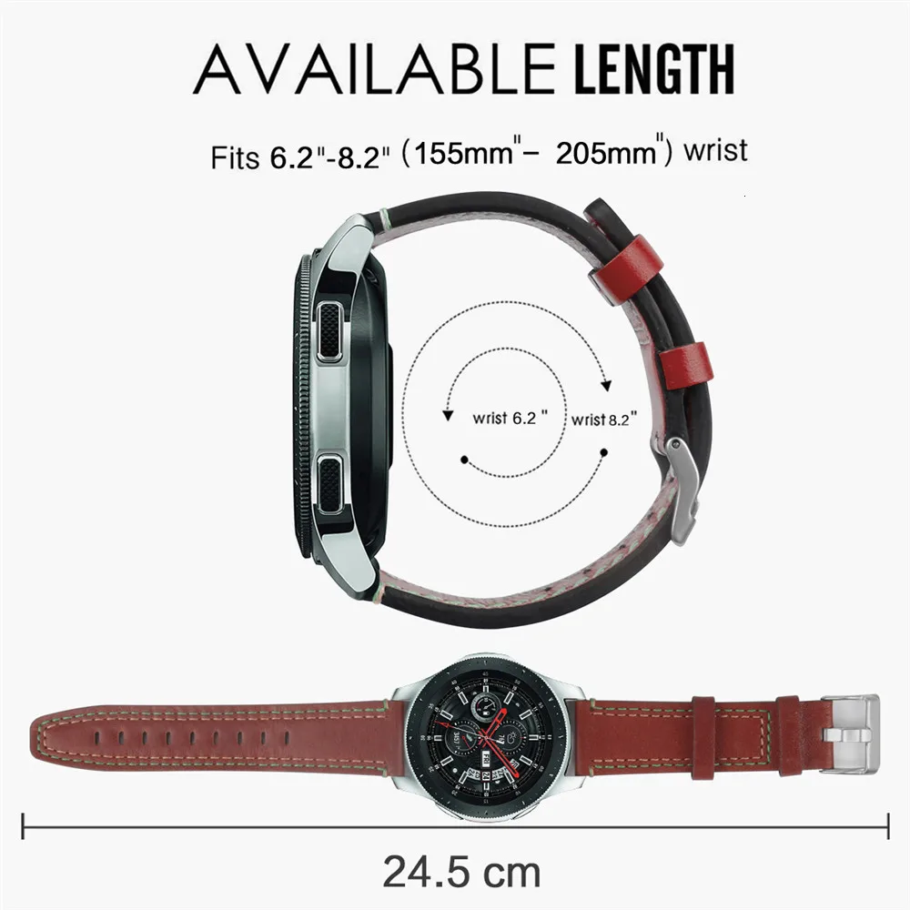 22 мм ремешок из натуральной кожи для samsung Galaxy Watch 46 мм gear S3 huawei GT Amazfit Stratos Pace Line быстросъемный браслет