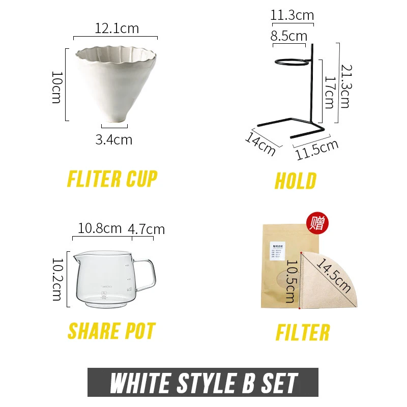 Набор ручных фильтров для кофе с V60 фарфоровыми кофейными ручными пивоваренными