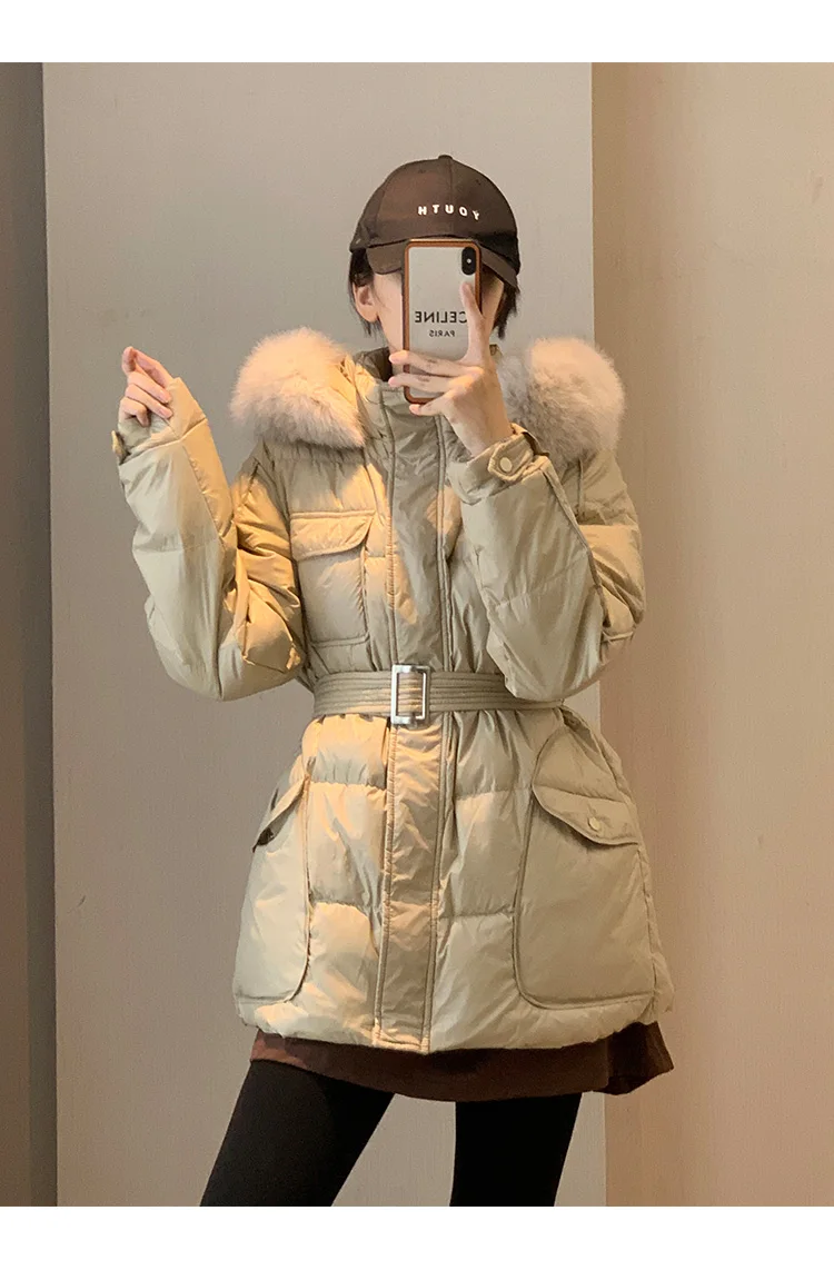 Женский длинный пуховик на белом утином пуху | Женская одежда