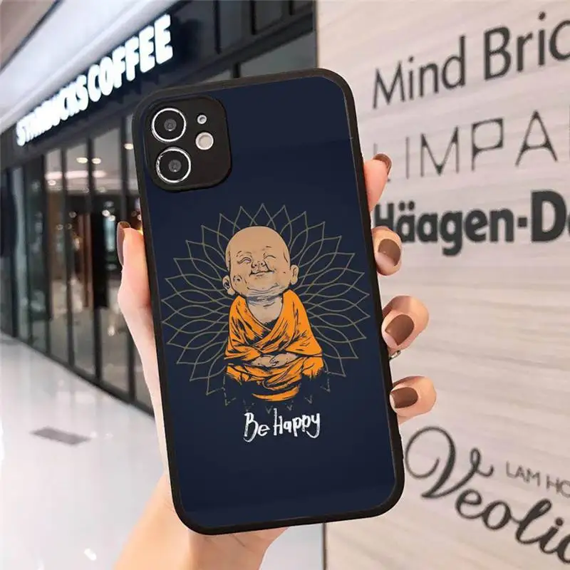 

Be Happy Little Buddha Phone Case Matte Transparent for iPhone 7 8 11 12 s mini pro X XS XR MAX Plus cover funda shell