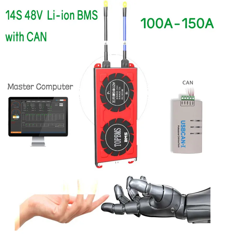 

14S 48V Li-ion BMS 100A150A with Bluetooth phone APP RS485 CANbus NTC UART GPS for Li-ion Batteries 3.7V connected in 14 series