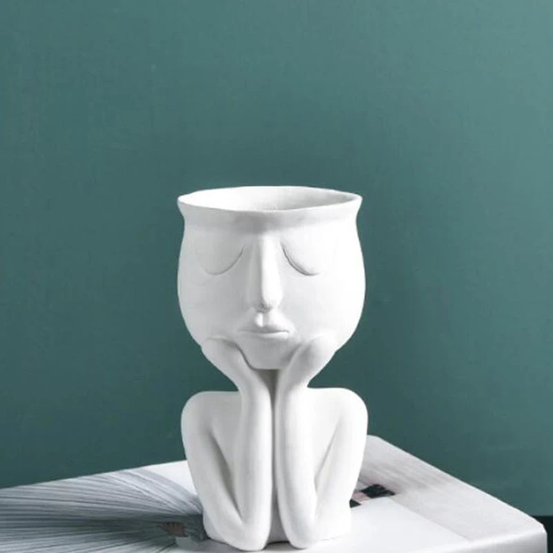 2 Pc Character Portrait Flower Pot Resin Succulent Plant Abstract Face Household Desktop Vase | Дом и сад