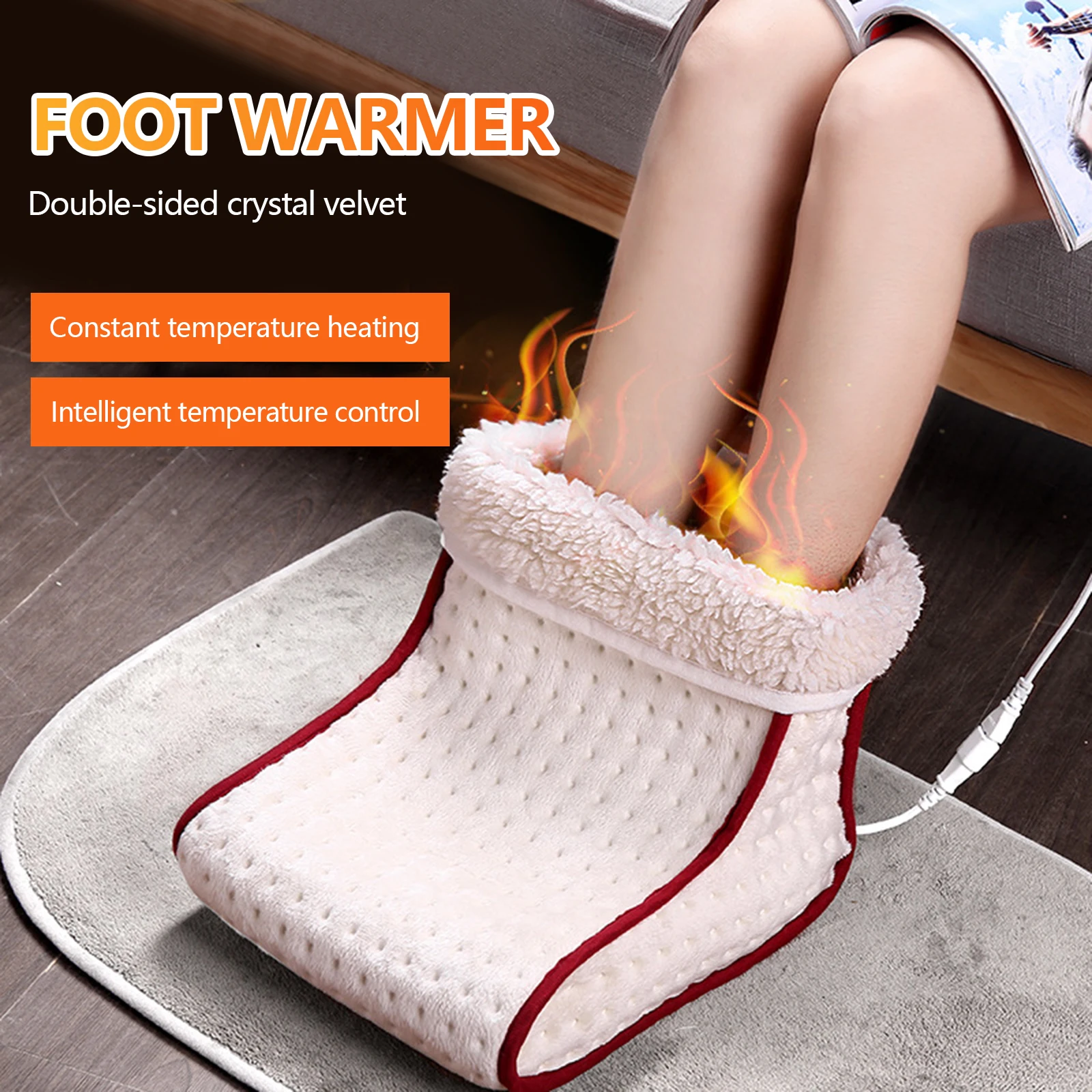 

Electric Foot Warmer Massager Relaxing Fleece Suede Heated Feet Soft Comfort ЭлекѬиеский массажеѬ для ног с подогѬевом