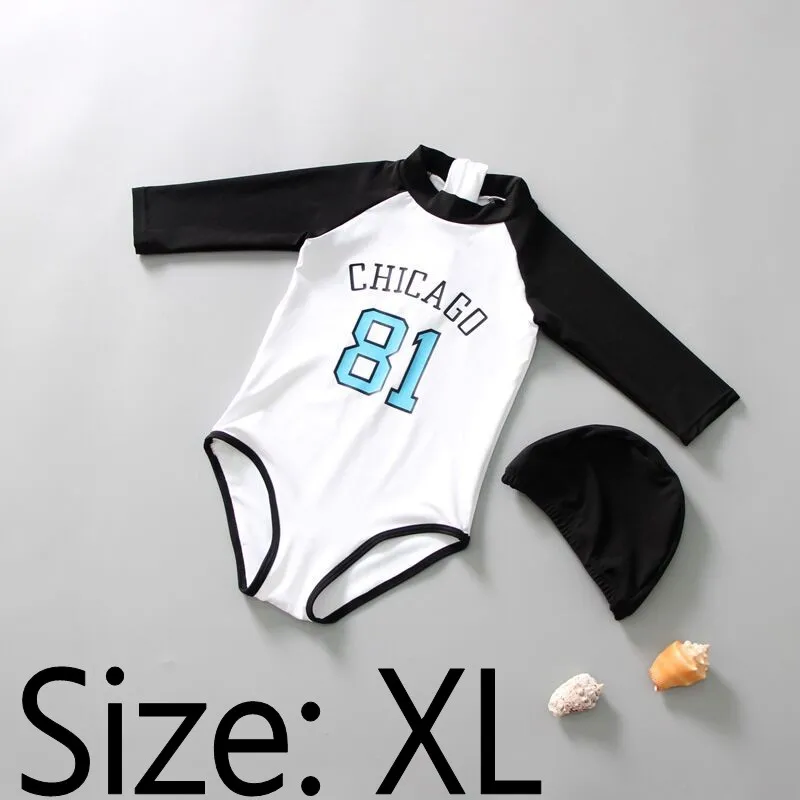 white XL Купальный костюм для маленьких девочек, цельный купальный костюм, пляжный костюм с длинным рукавом, летний купальный костюм с рисунком единорога и буквами арбуза - Цвет: white XL