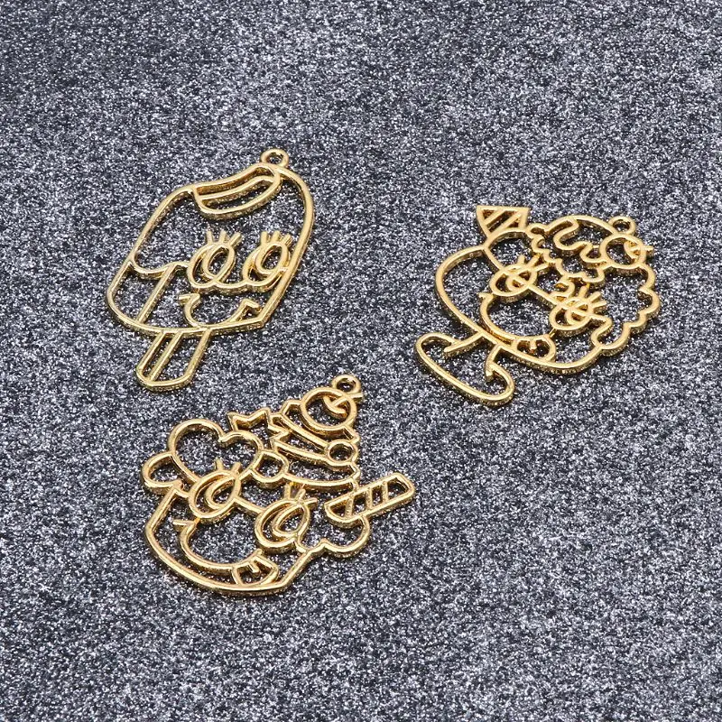 

3Pcs Ice Cream Metal Frame Pendant Open Bezel Setting UV Resin Jewelry