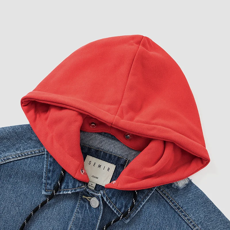 Куртка Semir женская джинсовая со съемным капюшоном повседневный Модный Пиджак из