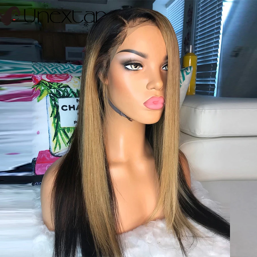 Светлые прямые парики для женщин человеческие волосы передний парик на сетке