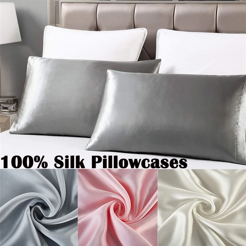 

Silk Pillowcase Hair Skin 19 Momme 100% Pure Natural Mulberry Real Silk Pillowcases Queen Size Pillow Cases Cover Hidden Zipper