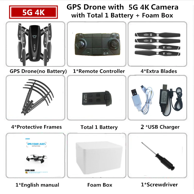 4K 5G Foam Box 1 S167 RC Дрон с GPS 4K Квадрокоптер с 4 K/1080 P 5G WiFi FPV HD широкоугольная камера складной Квадрокоптер Дрон VS E58 SG906 F11 XS812 - Цвет: 4K 5G Foam Box 1
