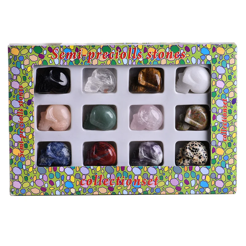 Подарочная коробка 12 в 1 с черепом кристаллами минеральным орнаментом