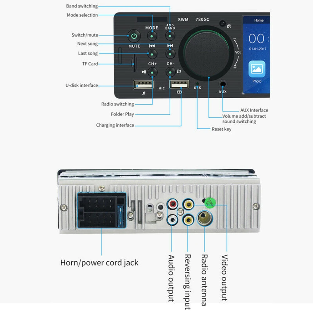 Автомобильный плеер с радио 4 1 дюйма большой экран высокой четкости Bluetooth mp5