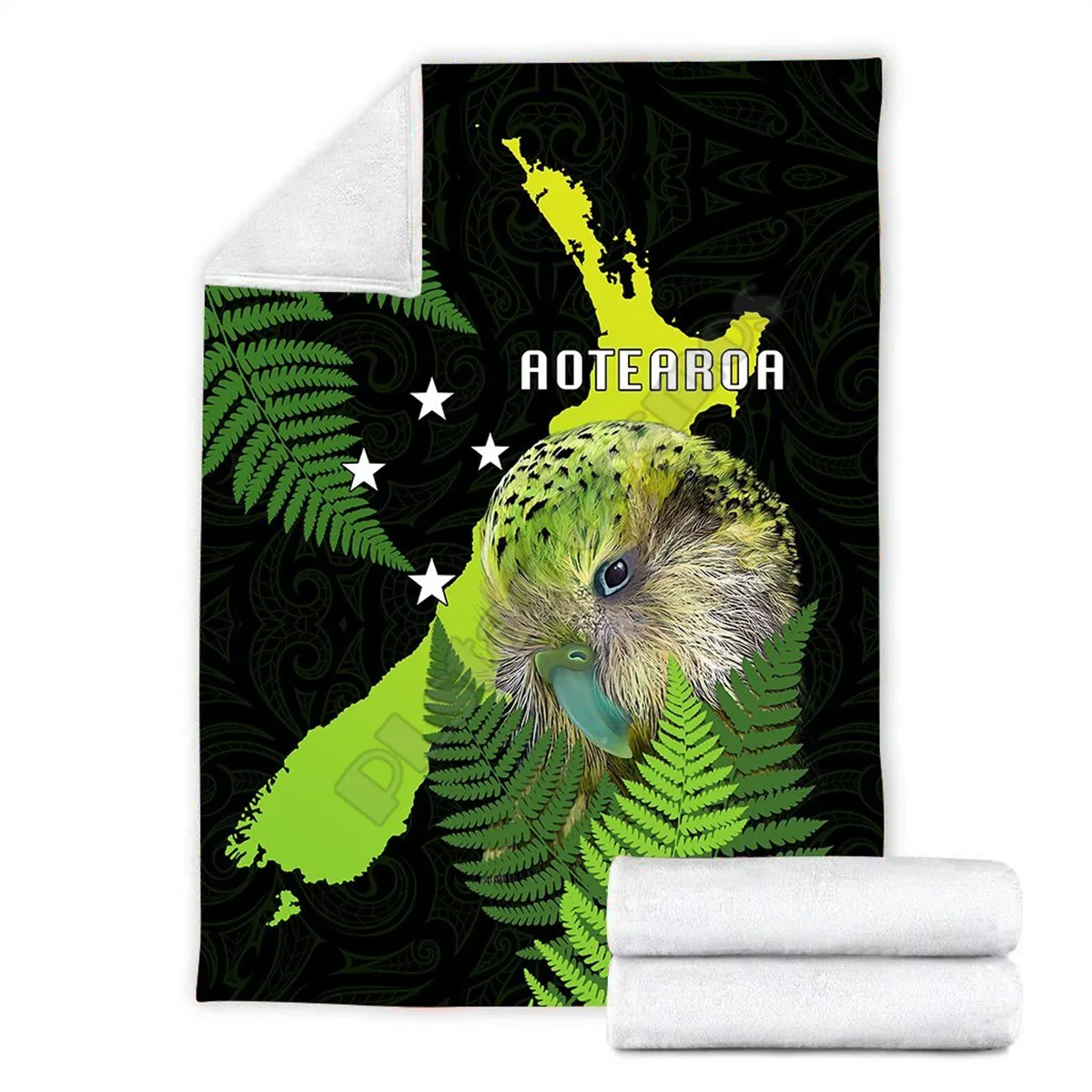 

Premium Aotearoa Kakapo Bird Blanket printed fleece blanket Beds Hiking Picnic Thick Bedspread Sherpa Throw Blanket 02