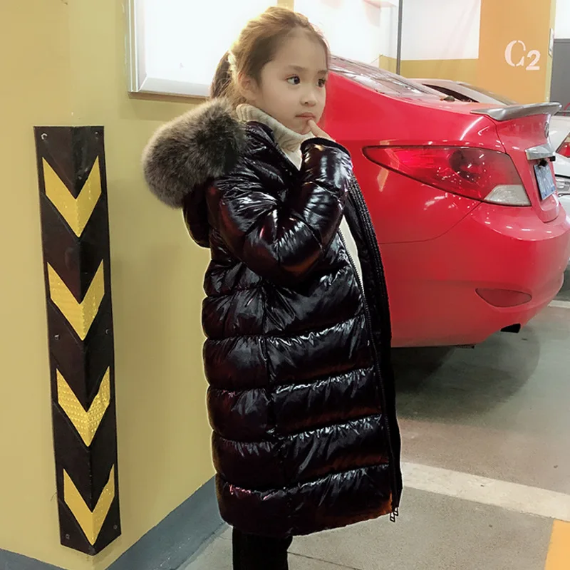 OLEKID/теплая пуховая куртка для девочек до-30 градусов Лисий мех детская зимняя От 2