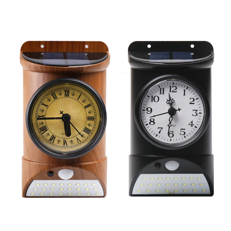 

Solar Motion Sensor Lights with Wall Clock Outdoor Waterproof LED Security Outdoor Lights for House Garden Driveway Yard