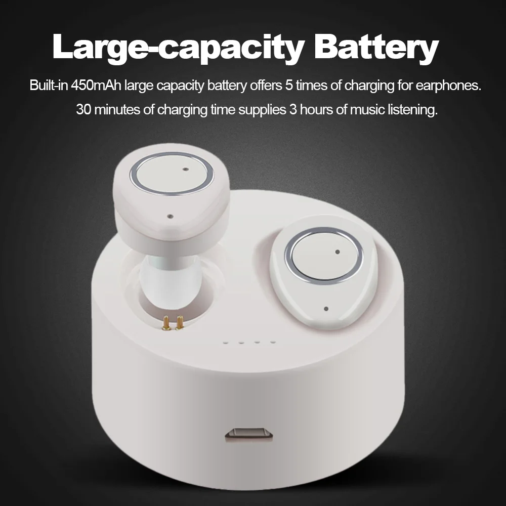 TWS F1 True Беспроводной Bluetooth наушники Невидимый стерео музыкальные Hands free 450 мАч
