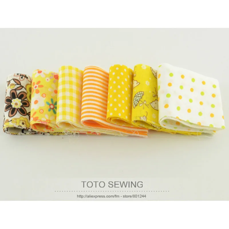 Набор желейных рулонов F036 #7 шт./лот 100% хлопок золотисто желтые Лоскутные тканевые