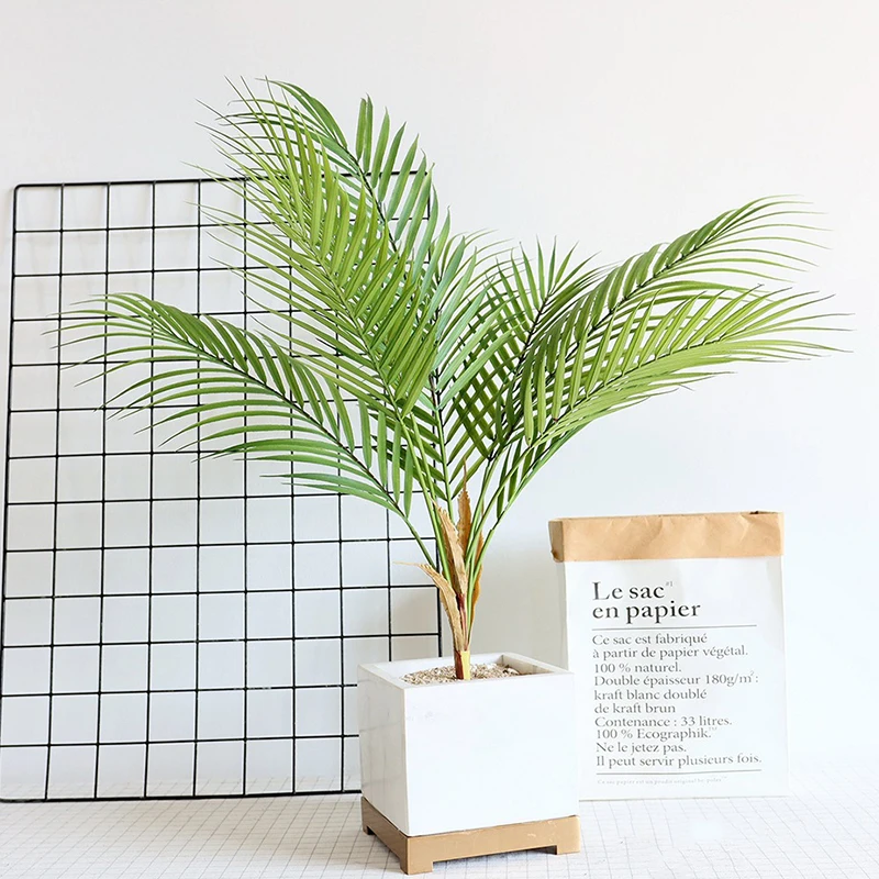 Plastic Artificial Palm Leaf Plant Tropical Fake Green Leaves Home Decoration For Rome Decor | Дом и сад
