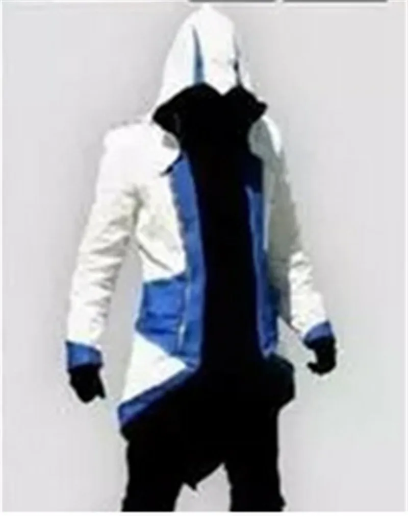 White and blue Assassin's Creed Косплэй куртка Connor костюм на Хэллоуин - Цвет: White and blue