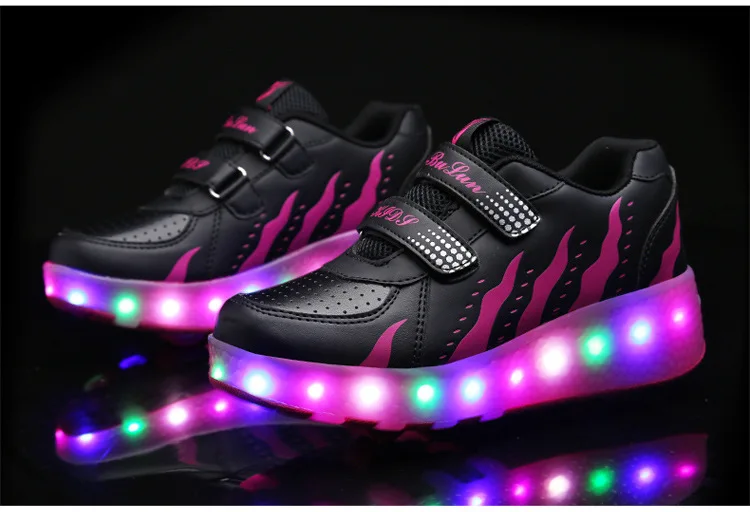 Heelies USB зарядка светодиодный Красочные Дети Мода кроссовки с два колеса роликовые коньки обувь для мальчиков и девочек синий
