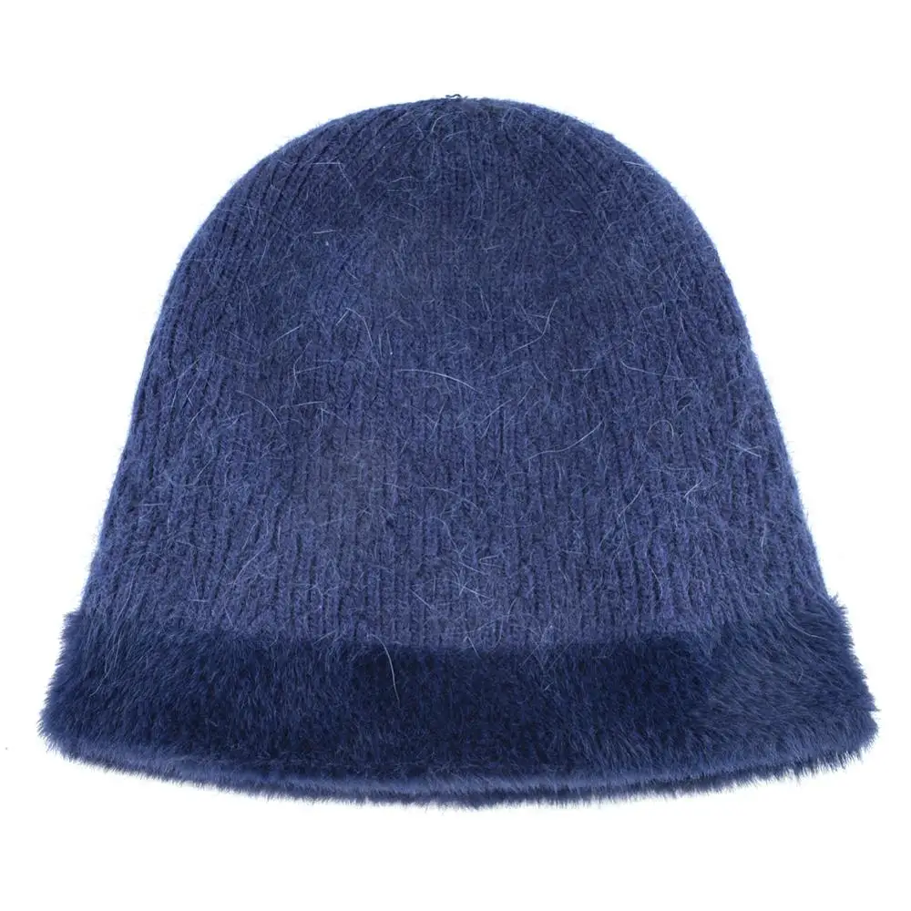 Вязаная Шерстяная Шапка Для Женщин Зима Теплая Шерсть Кролика шапки Дамы