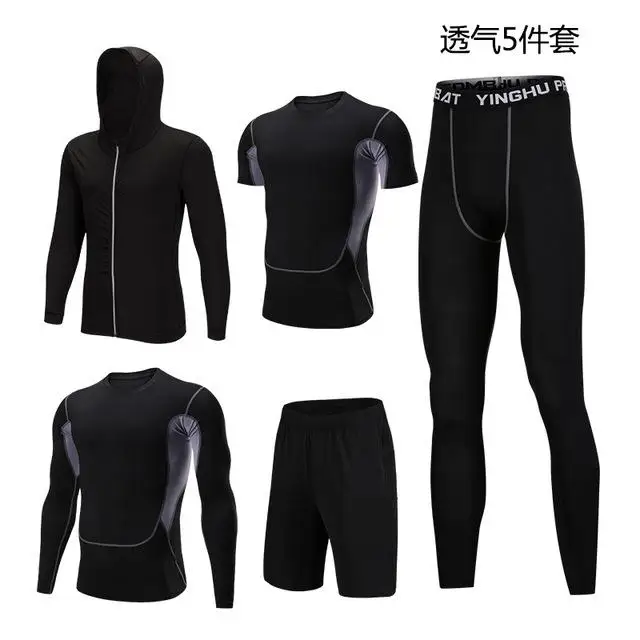 breathable 5 шт./компл. Для мужчин спортивный костюм для тренажерного зала Фитнес компрессионный спортивный костюм Одежда для бега спортивная одежда тренировки колготки - Цвет: breathable