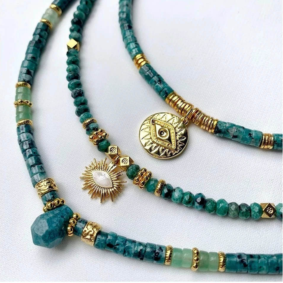 

Natural Stone Beaded Necklace Vintage Charm Water Drop Pendant Jewelry Gothic Corrente Masculina Christmas Gift for Women 2021