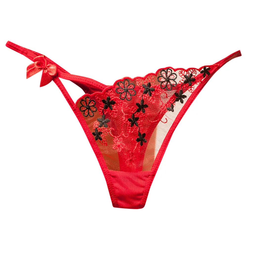 

underwear women Ladies sexy underwear floral embroidery mesh transparent panties thong sexy passion temptation new 05*