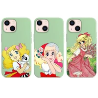 candy candy manga cartoon phone case green color for iphone 13 12 11 mini pro max x xr xs 8 7 6 plus cover funda