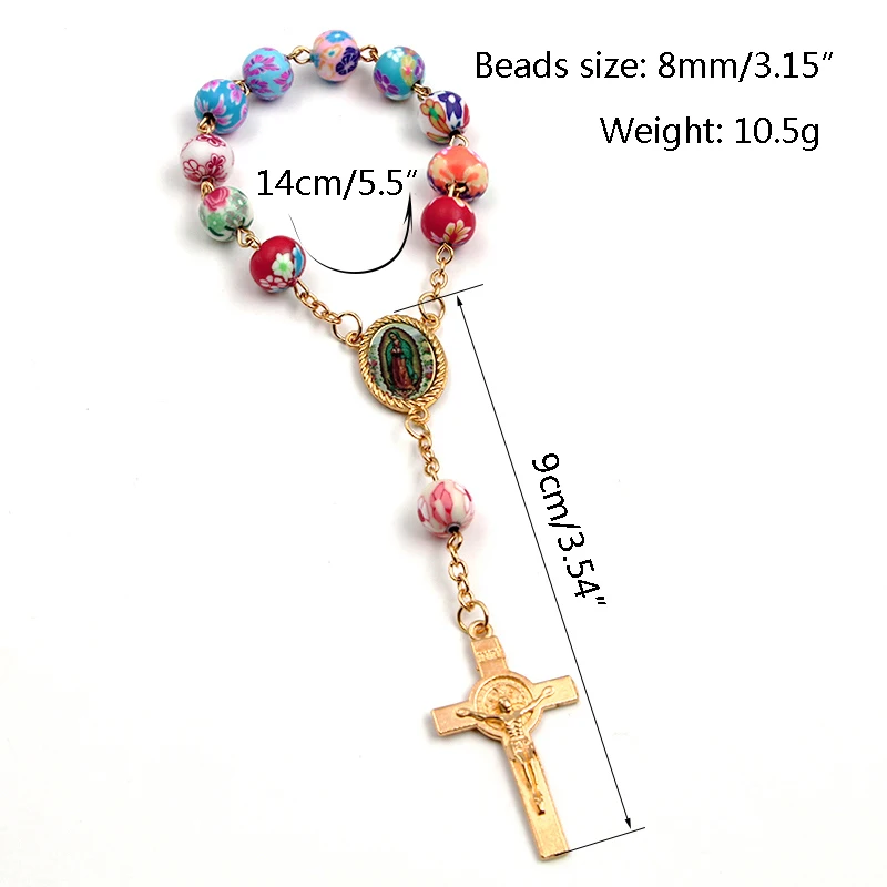 Браслет с католическими четками красочные бусины браслеты для крестин детский