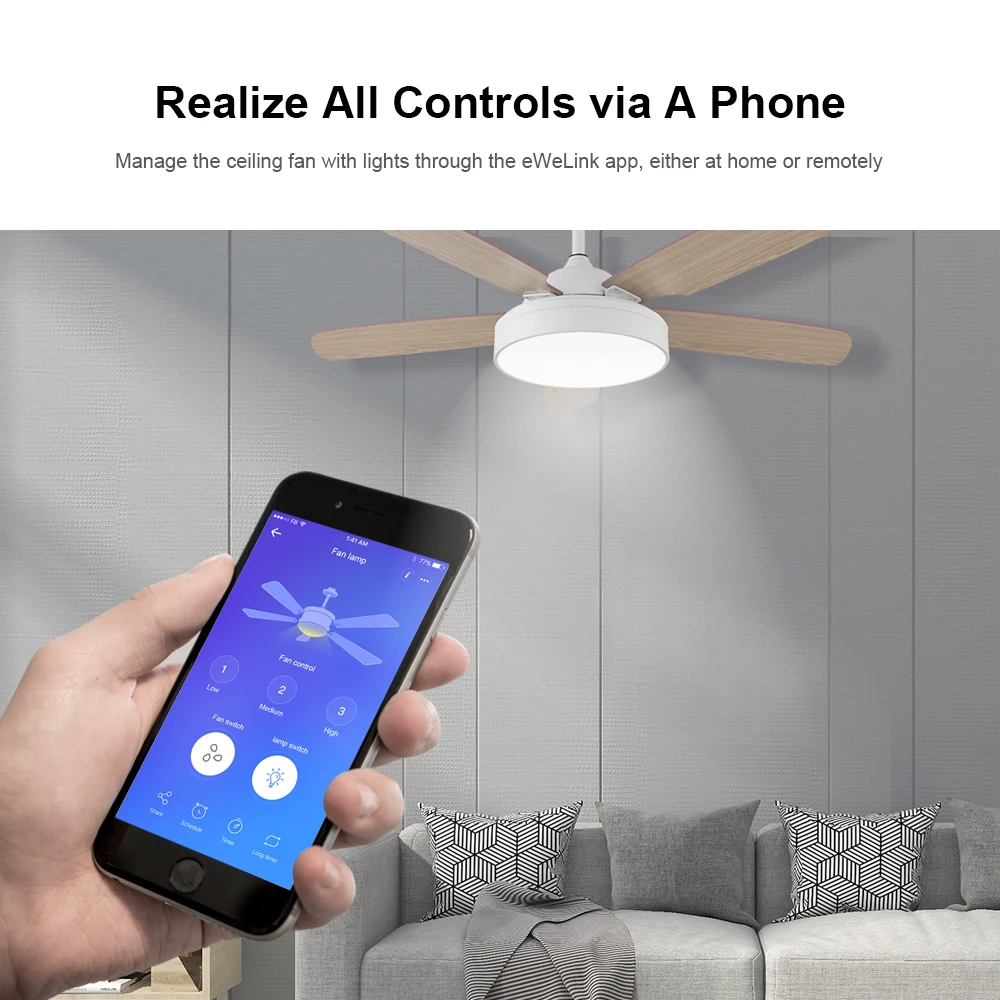 SONOFF iFan04-L WiFi потолочный вентилятор и управление светильник ler 100-120V eWeLink APP/ 433MHz RF