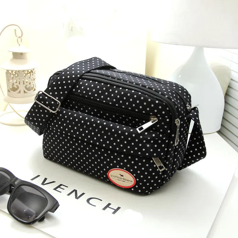 

Fashion Polka Dot Multicolor Printed Canvas Women's Crossbody Bag Trend Shoulder Bag Nylon Leisure Messenger Bag