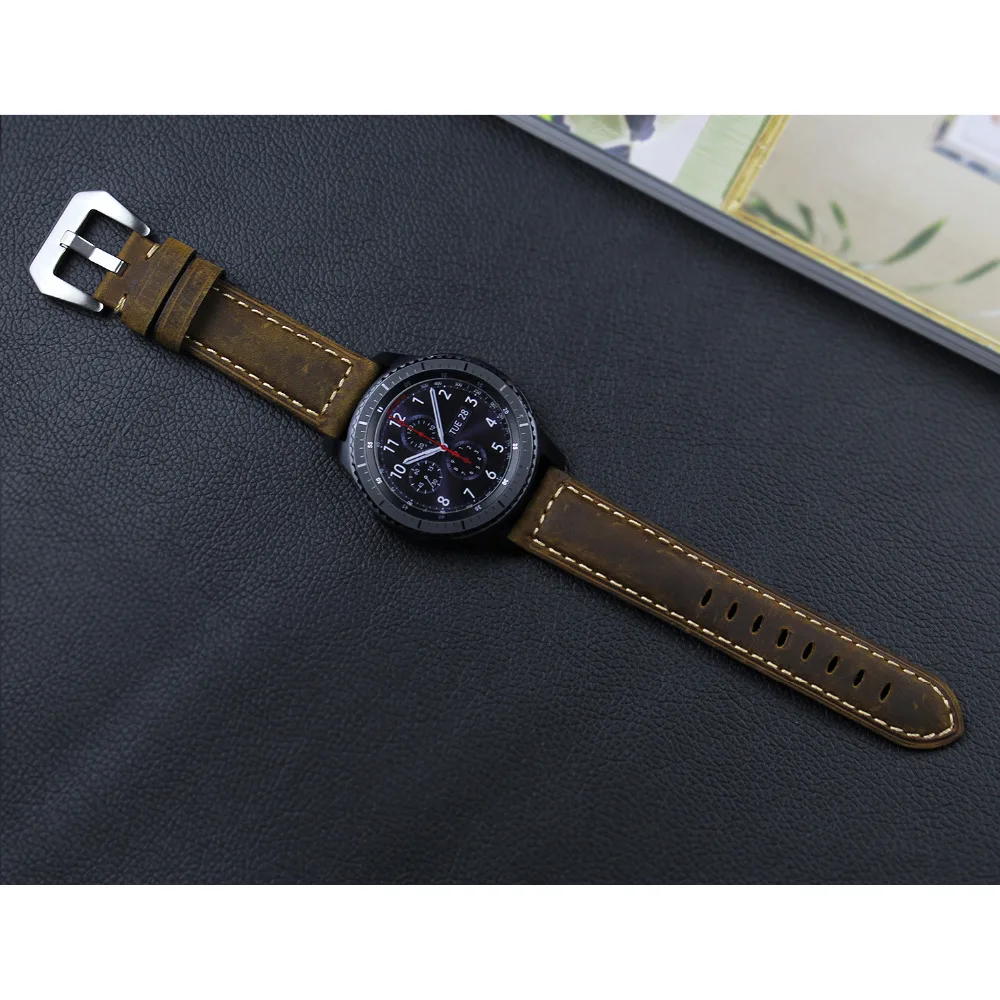 Кожаный ремешок для samsung Galaxy watch 46 мм ремешок gear s3 Frontier ремешок браслет 22 мм huawei часы GT ремешок gear S 3 Классический 46