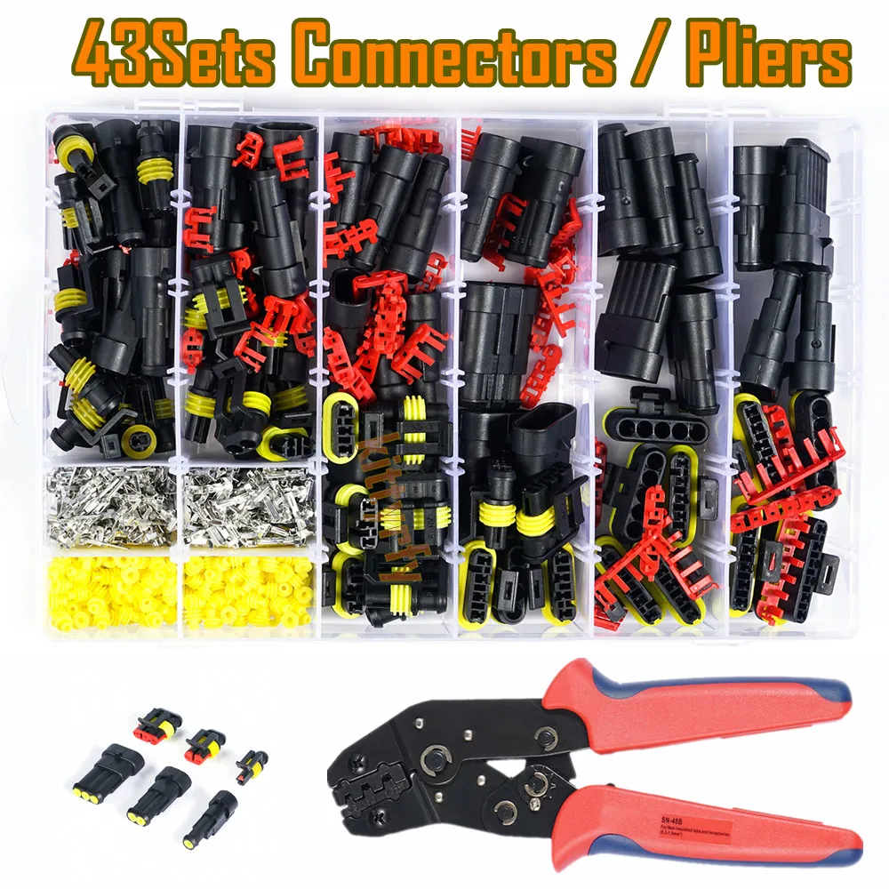 

708/352/240PCS Car Wire Connector Plug Automotive Waterproof 1/2/3/4Pin Motorcycle Truck Harness Male Female Crimping Pliers Kit