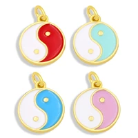 ocesrio copper enamel ying yang tai chi yinyang charms for necklaces gold plated diy jewelry making supplies chma108