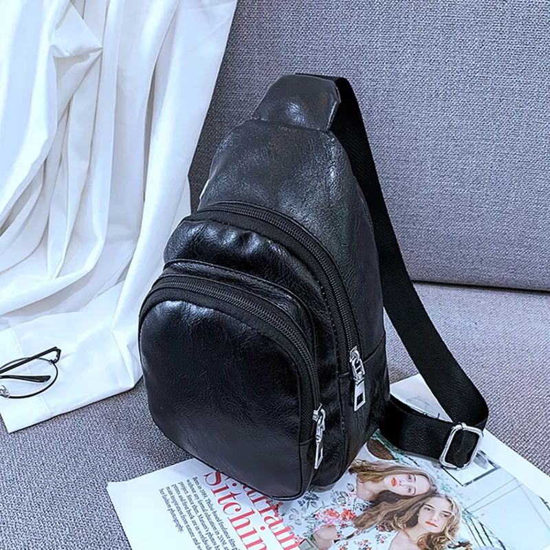 Мужская нагрудная сумка мужская кожаная Usb рюкзак с отверстием для наушников