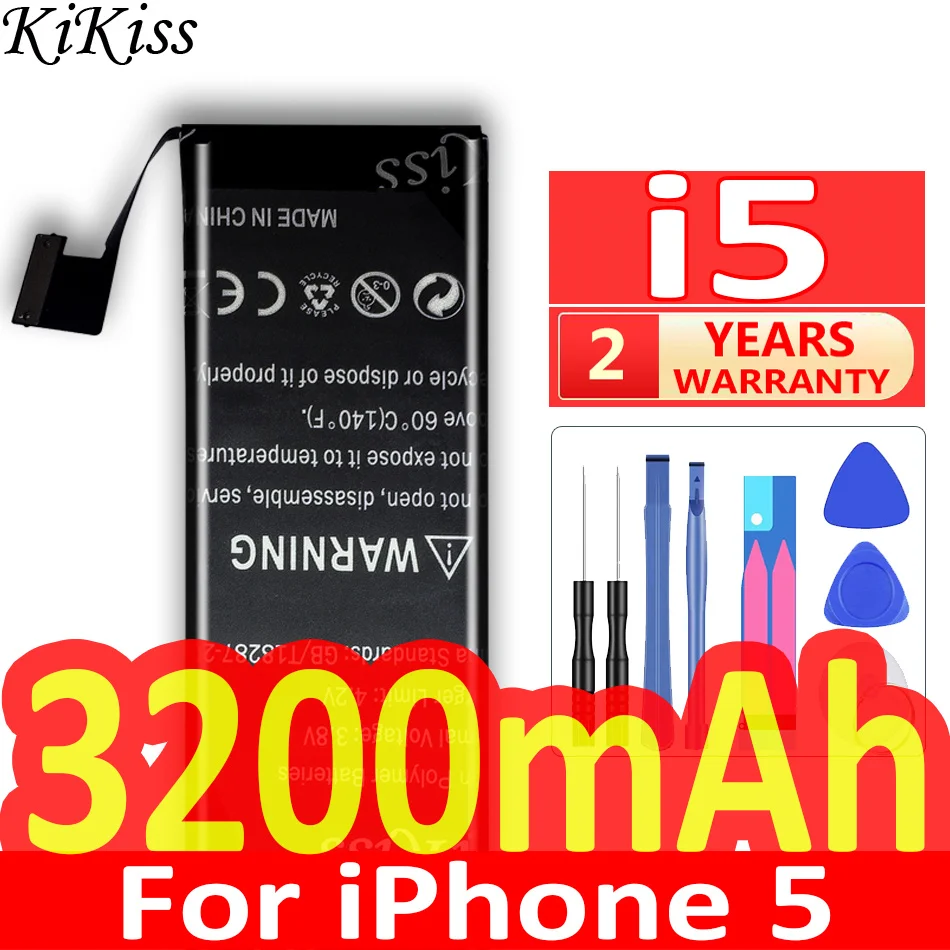 

2100mAh-4900mah KiKiss Powerful Battery for IPhone 6S 6 7 8 Plus 5S 5 SE 6plus 7plus 8plus Replacement Bateria