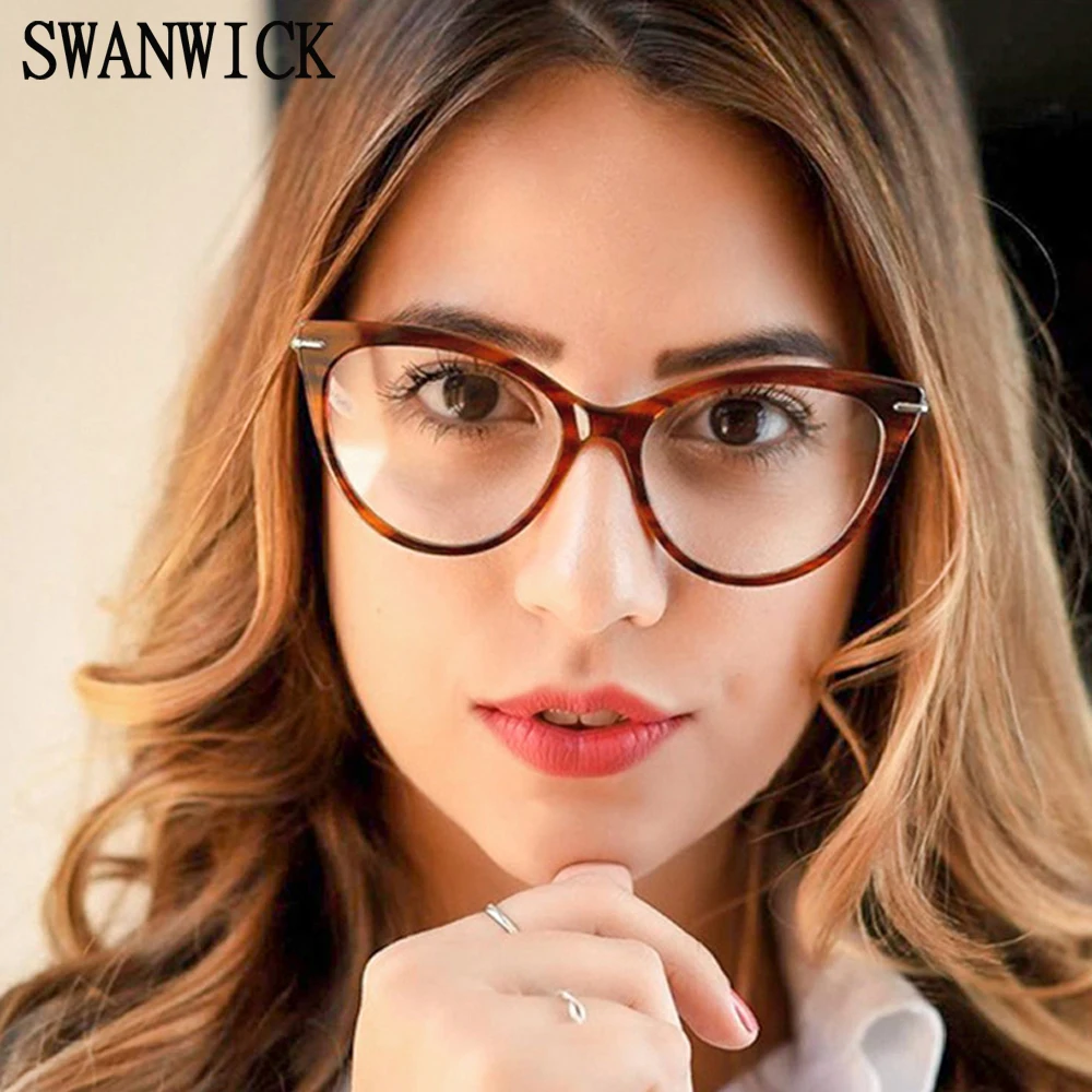 

Оправа для очков Swanwick в ретро-стиле женская, полуметаллическая Удобная оптическая оправа кошачий глаз с блокировкой сисветильник, TR90, зелен...