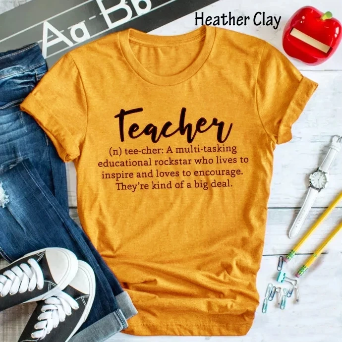 Teacher t-shirt letter print grunge cotton casual yellow shirt aesthetic tumblr women fashion slogan tops teacher day art tshirt