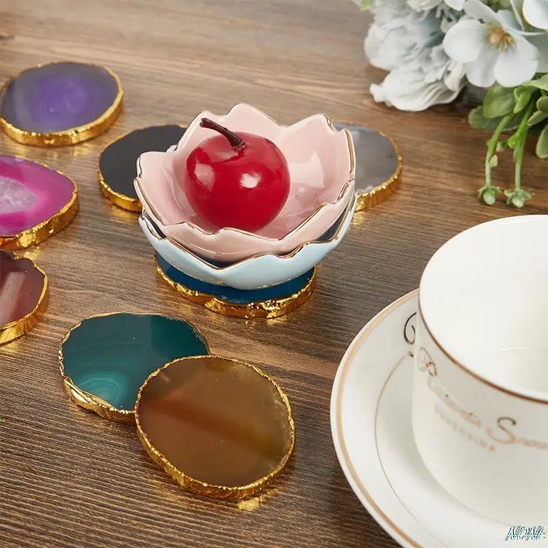 

Хрустальная агатная плита, аметистовая минеральная подставка, гальванизированная окантовка, агат, ломтик, минеральная подставка, лечебное ...