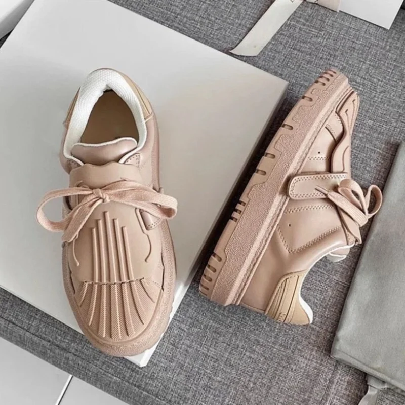 

Women Platform Flats Shoes Spring 2021 Round Toe Lace Up Casual Shoes Female Fashion Flats Sneakers Zapato Transpirable Mujer