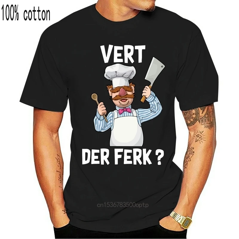 Футболка Vert Der Ferk Swedish Chef The Muppet Show Мужская Черная хлопковая Размеры S 4Xl | Женская