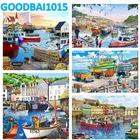 Алмазная 5D Вышивка Лодка, Набор для вышивки крестиком сделай сам, мозаика, украшение для дома