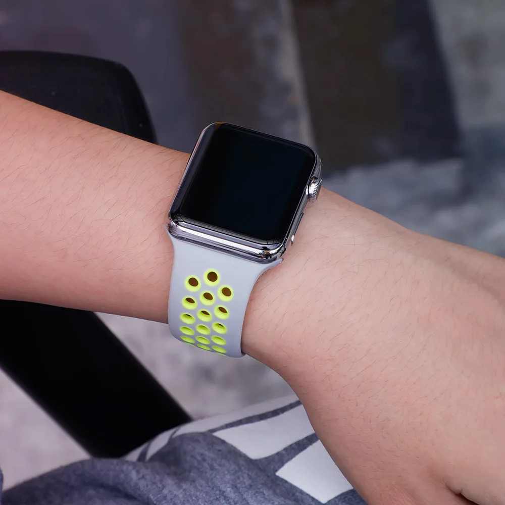 Спортивный ремешок для apple watch band 4 5 42 мм/38 мм iwatch band 44 мм/40 мм ремешок силиконовый браслет дышащий ремешок для часов серии 5 4 3 2