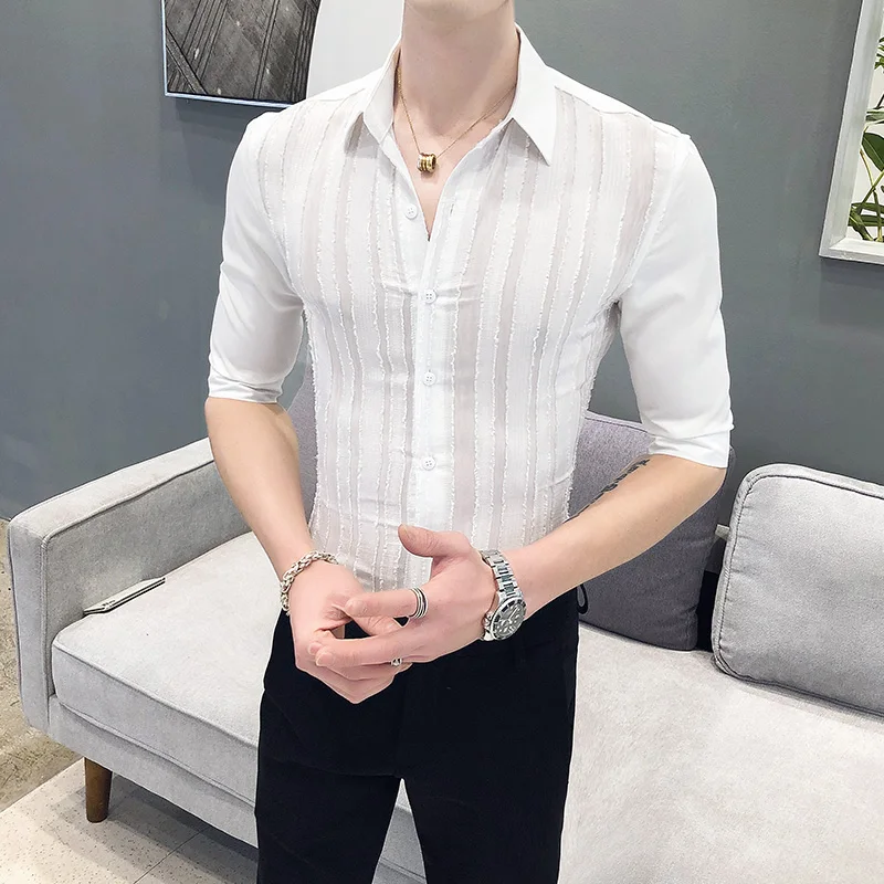 Британский стиль летняя мужская белая рубашка смокинг брендовая Новинка 2020