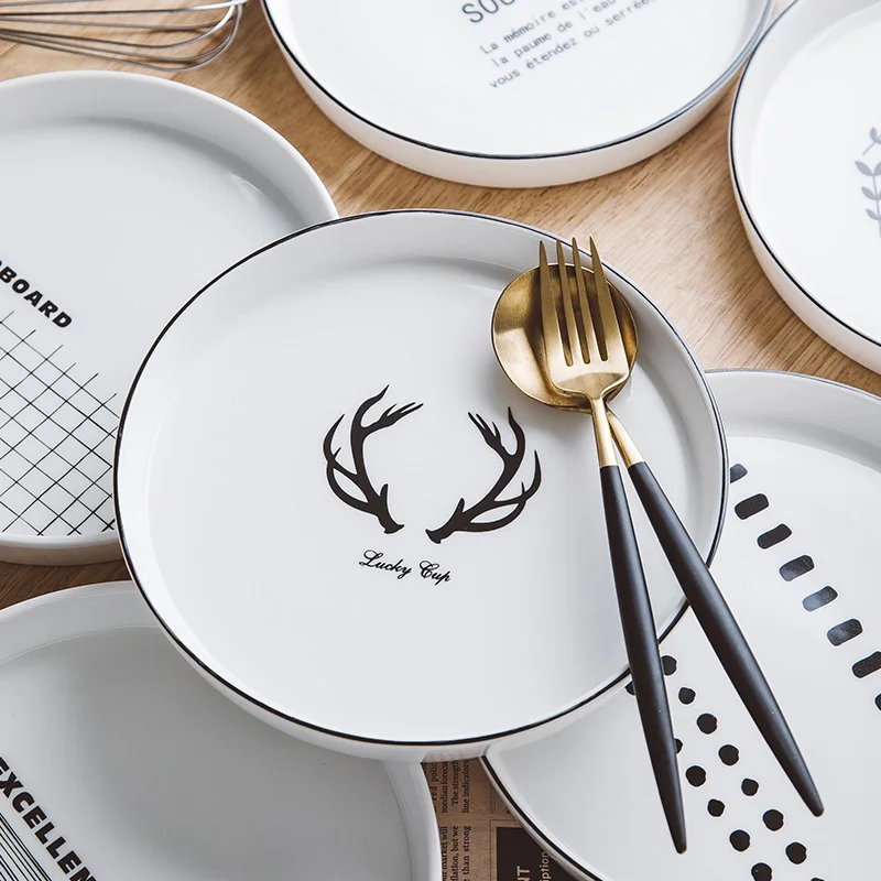 Нордическая стильная тарелка Западная блюдо для пиццы выпечки Ins Line рога