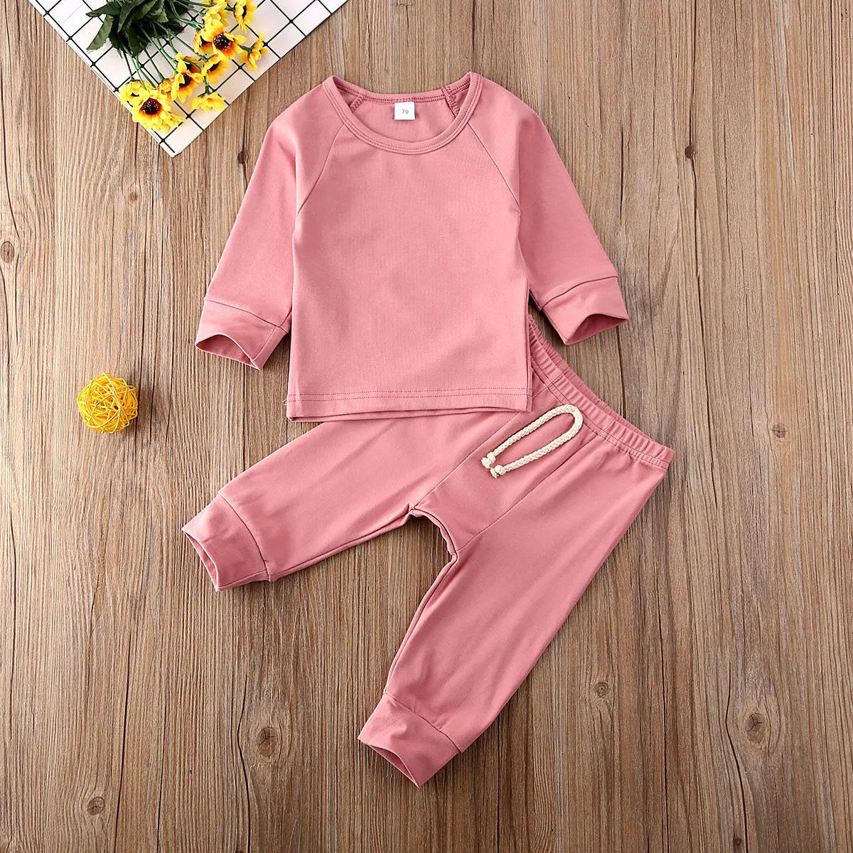 Детский комплект одежды для сна футболка и длинные штаны мальчиков девочек 0-24