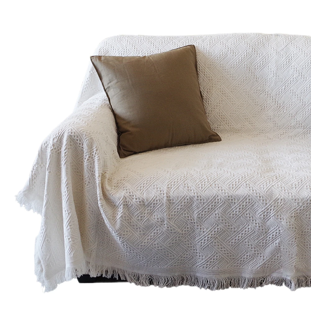 Покрывало Cutelife серое хлопковое вязаное двустороннее для путешествий дивана | Дом