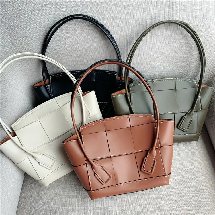 2019 Осенняя женская сумка на плечо из натуральной плетеной кожи высокое качество