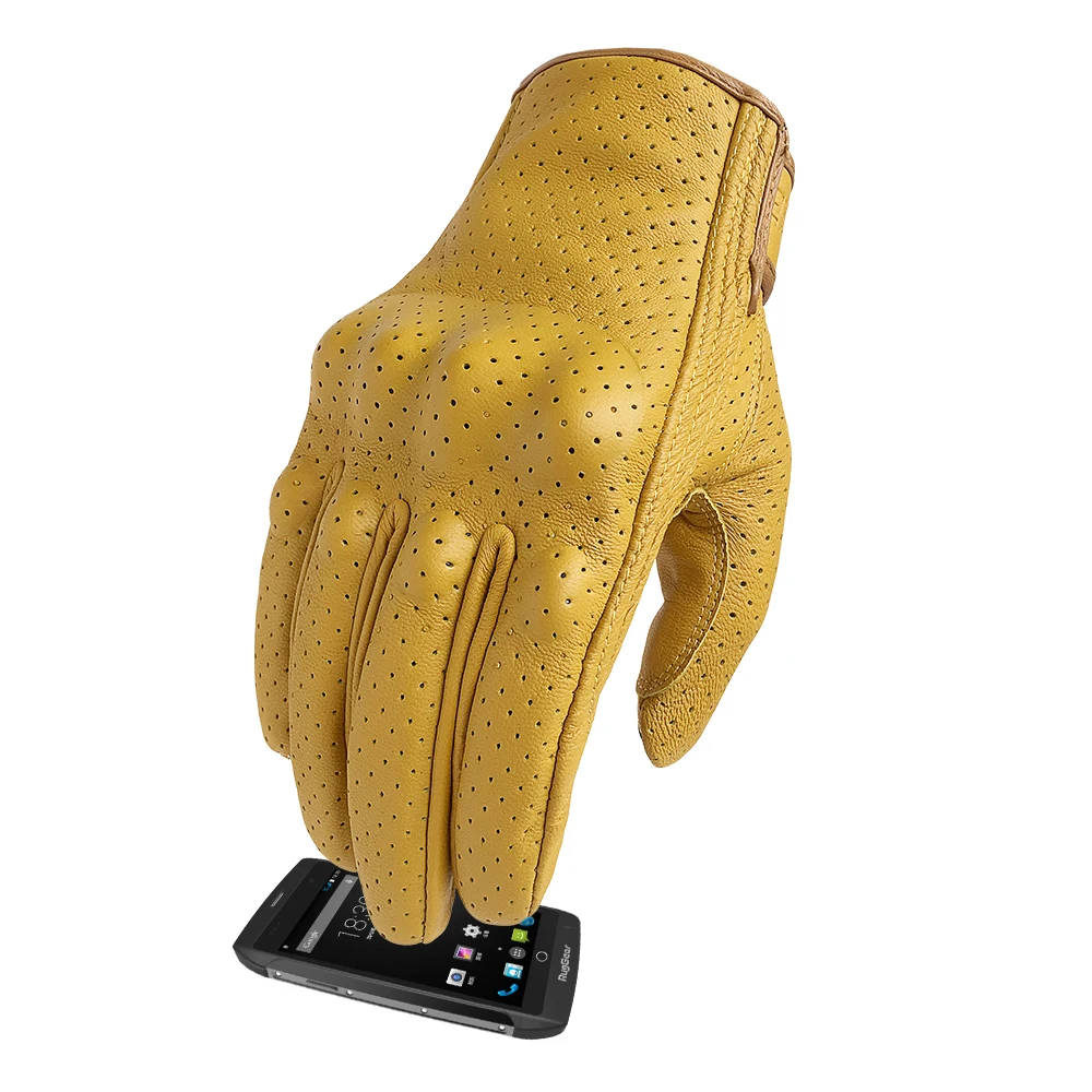 Кожаные Мотоциклетные перчатки для мужчин из натуральной козьей кожи езды на